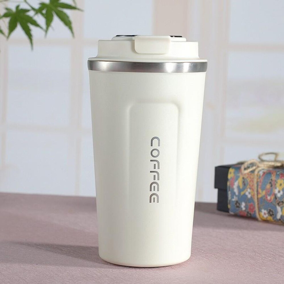 (white, 510ML) 380ml/510ml Stainless Steel Coffee Cup Travel Thermal Mug Leak-Proof Thermos Bottle Tea Coffee Mug Vacuum Flask Insulated Cups