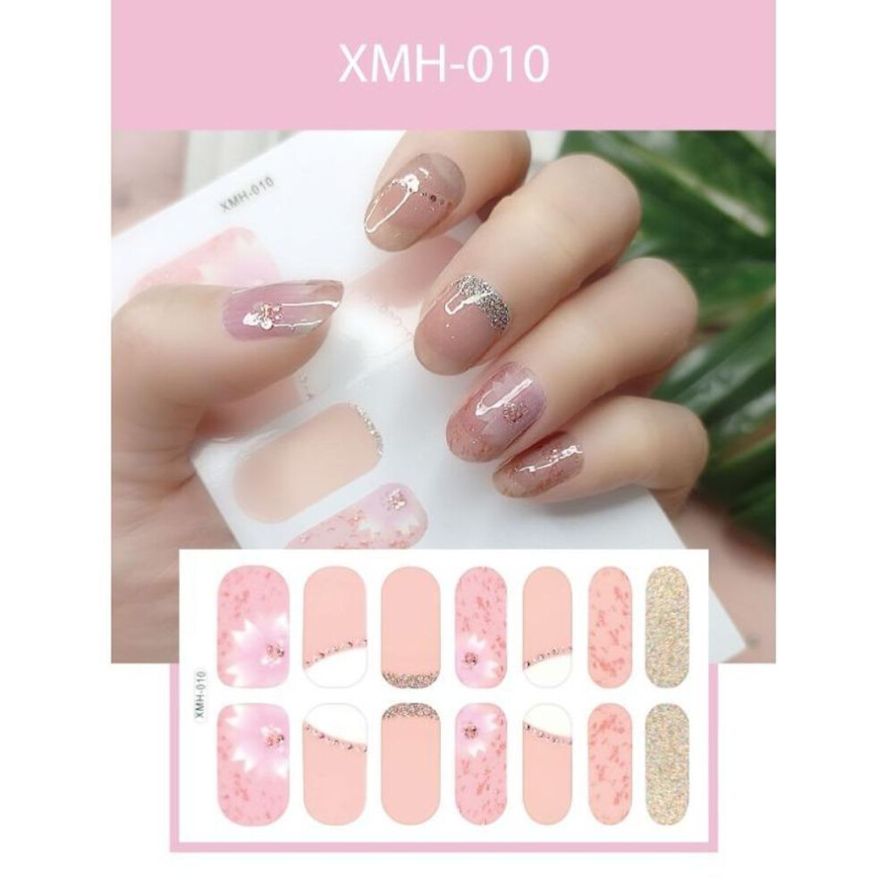 (multicolor, XMH-010) DIY Semi Cured Gel Nail Stickers Long-Lasting Solid Color Nail Strips Patch Slider UV Lamp Cured Decal Nail Manicure Patch