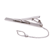 3X Fermacravatta da uomo in acciaio inossidabile cromato color argento semplice da 6 cm, con fermaglio per cravatta standard