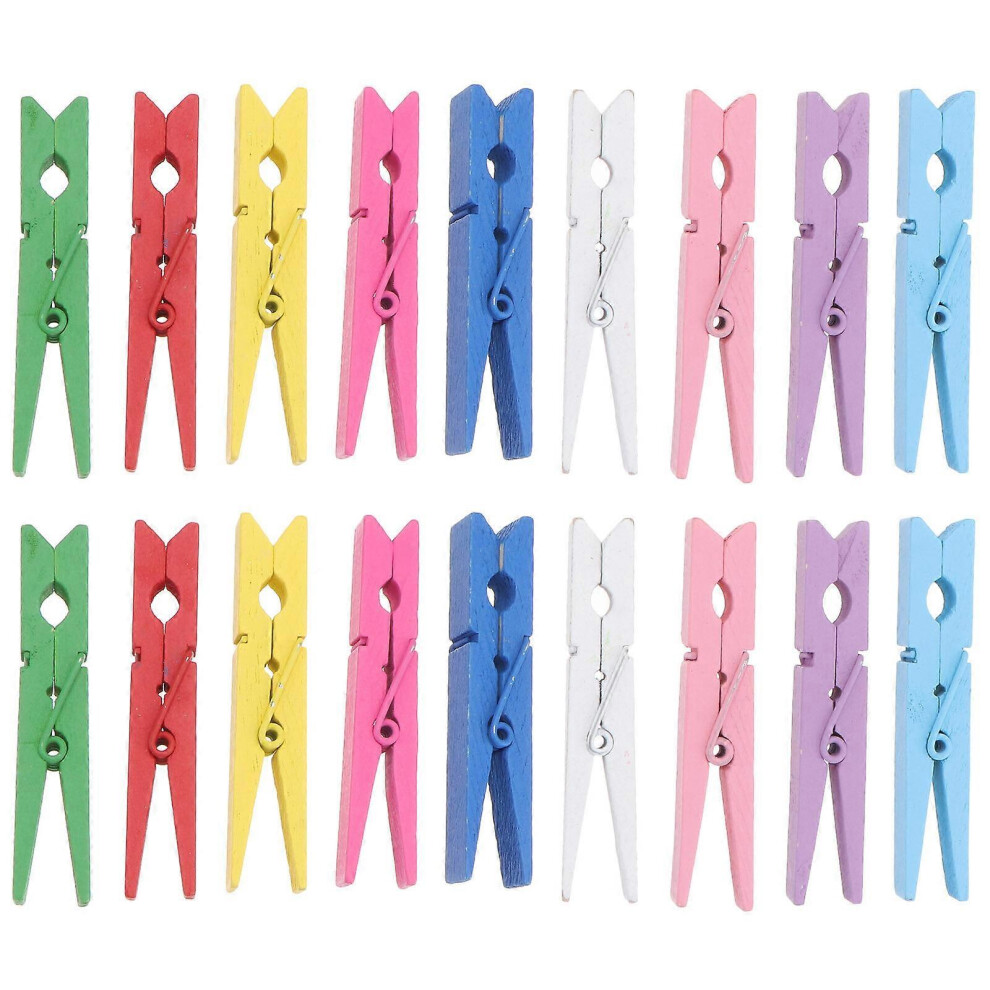 40pcs Durable 2.9 Inch Wooden Clothespins Clothes Pegs (Random Color)