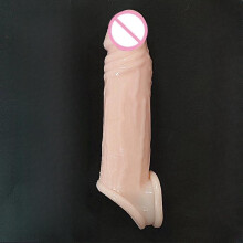 (light brown, 170*40mm) Penis Enlargement Sleeve Penis Extension Resuable Condoms Penis Extender Dalay Time Sex Toys for Men Adult Toys Sex Shop