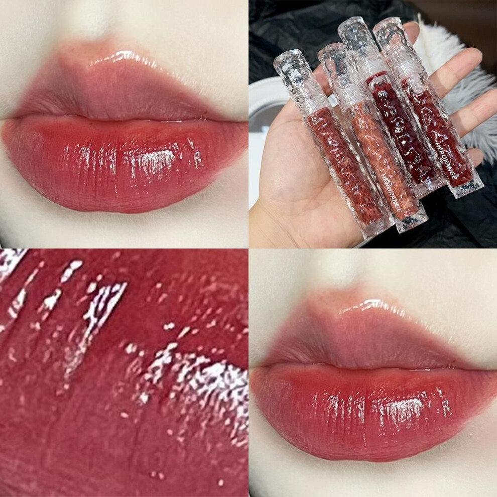 (as the picture, 03) Waterproof Mirror Nude Lip Gloss Transparent Nude Dark Brown Red Lip Glaze Lasting Velvet Liquid Lipstick Women Makeup Cosmetic