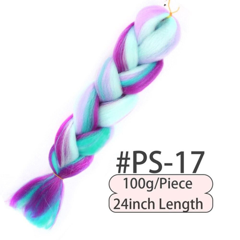 (#PS-17) 24inch Braiding Hair Pink Purple Blue Blonde Color Synthetic Braids Hair Extensions