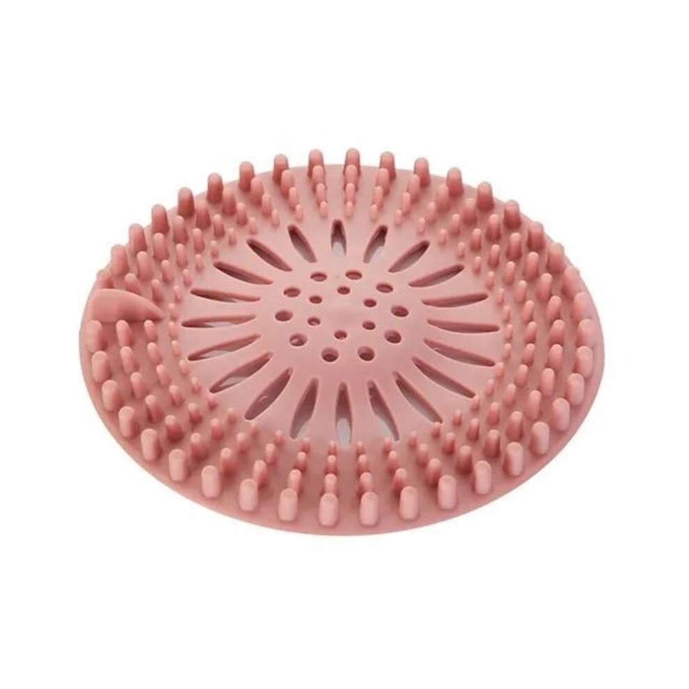 (pink) Hair Filter Sink Anti-blocking Strainer Bathtub Shower Floor Drain Stopper Silicone Kitchen Deodorant Plug Bathroom Accessories