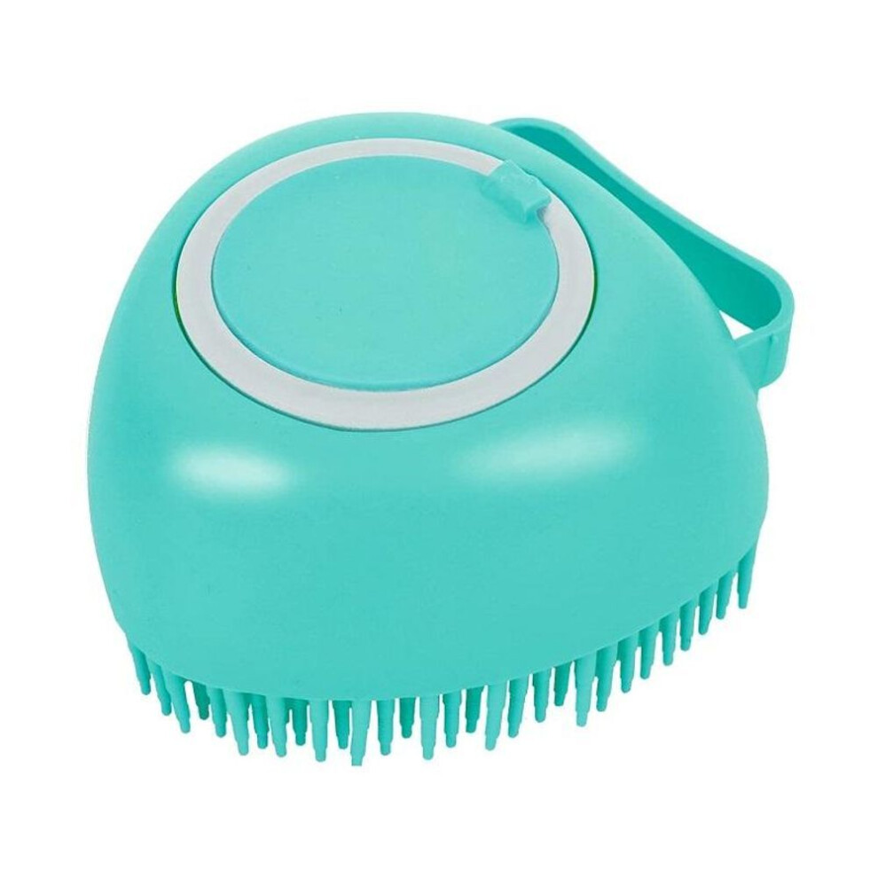 (Blue B) Bathroom Puppy Dog Cat Washing Massage Dispenser Grooming Shower Brush Soft Silicone Dogs Brush Pet Shampoo Massager Bath Brush