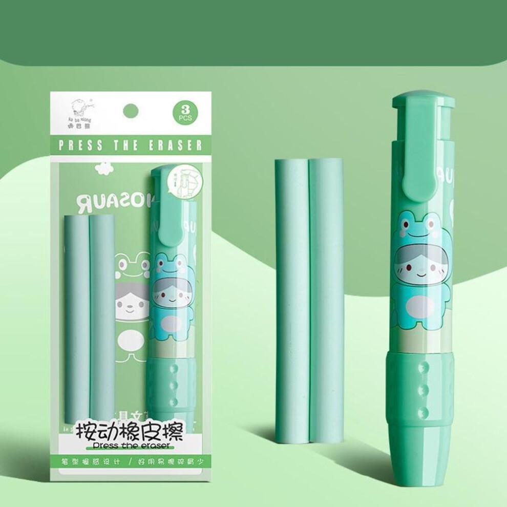 (green) Retractable Erasers Press Pencil Rubber Erasers School Stationery Supplies Art Painting Pencil Eraser