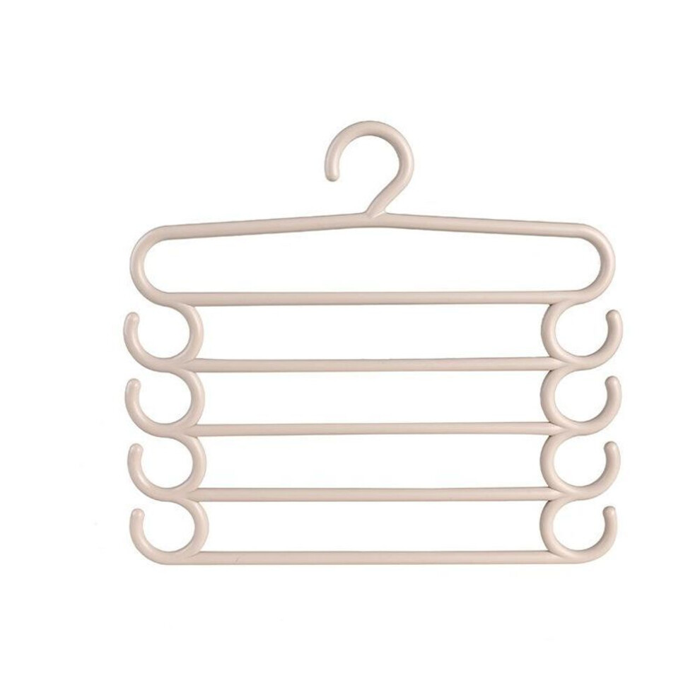 (beige) Clothes Hangers Trousers Pants Hangers Towel Scarfs Racks Pants Holders 5 Layers Clothes Hangers Closet Storage Organization