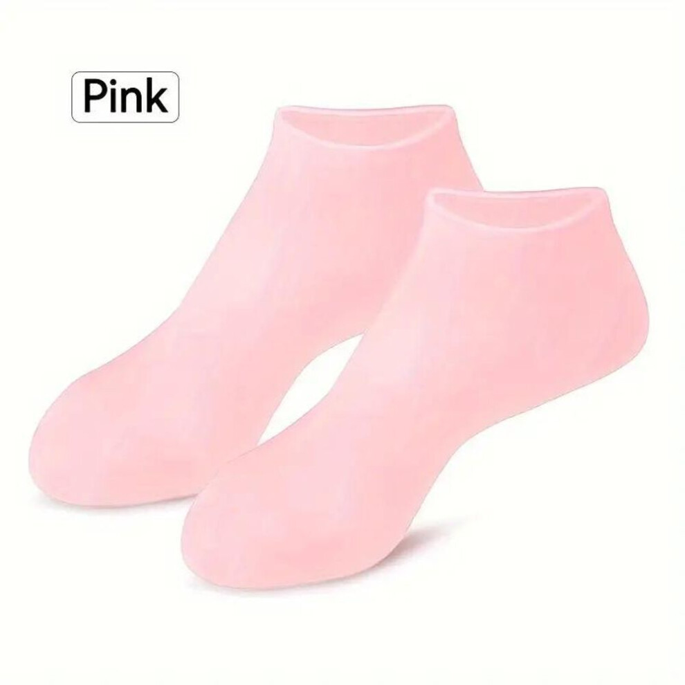 (pink) Silicone Gel Moisturizing Socks Aloe Socks Pedicure Socks For Dry Cracked Feet Heel And Softening Rough And Dead Skin