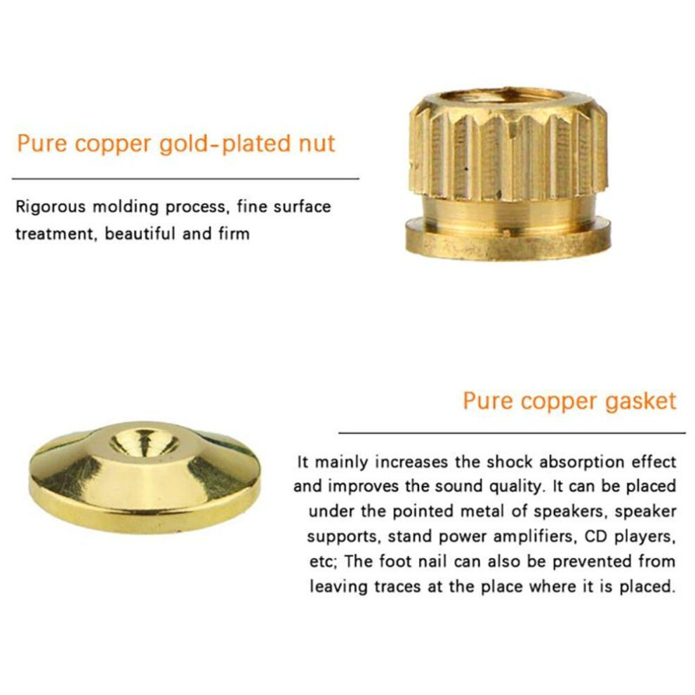 1set Speaker Spikes For Hi-fi Feet Speaker Stands Shock Absorption Copper Feet