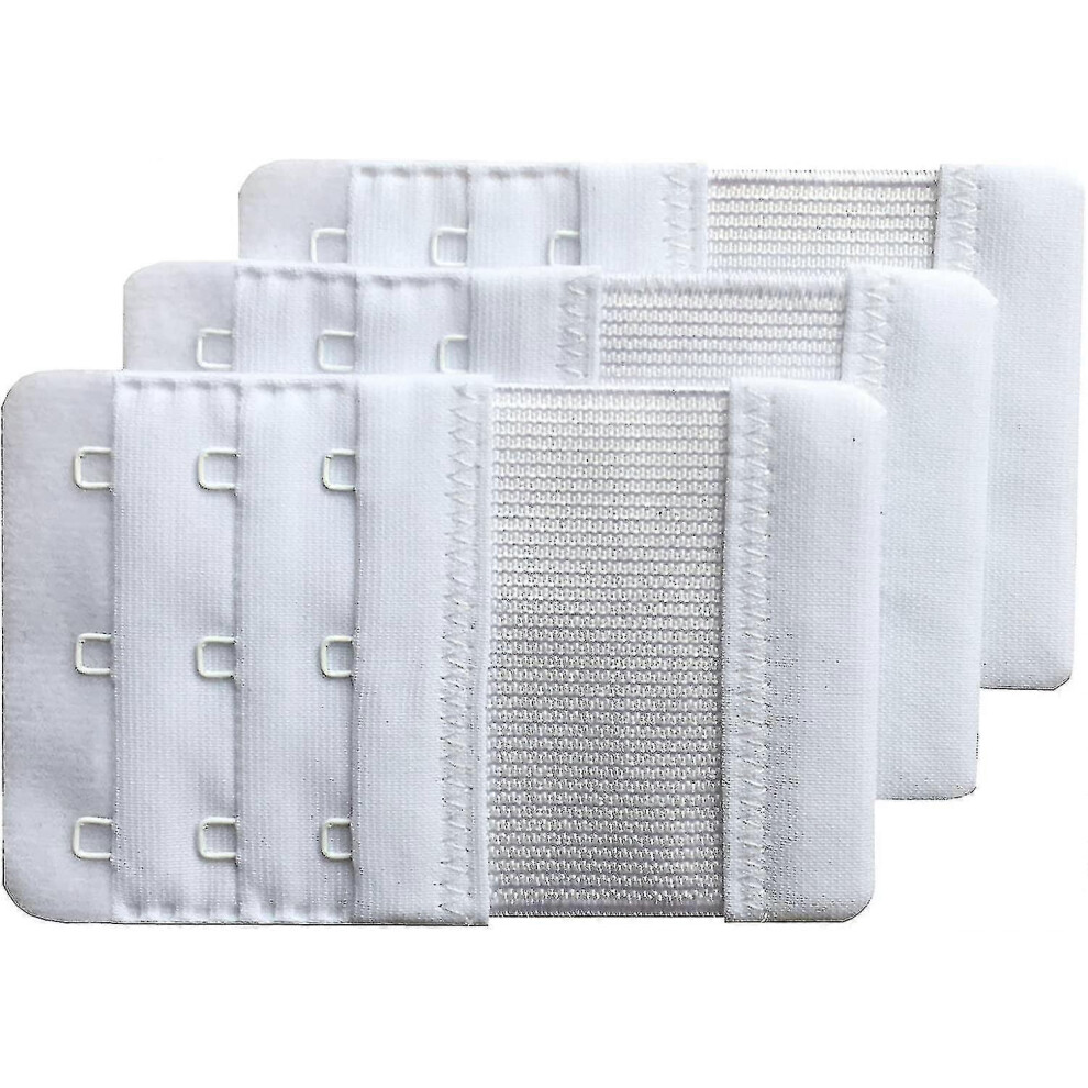 (White) 3pcs Women's Soft Comfortable Extension 3 Hook Bra Extenders