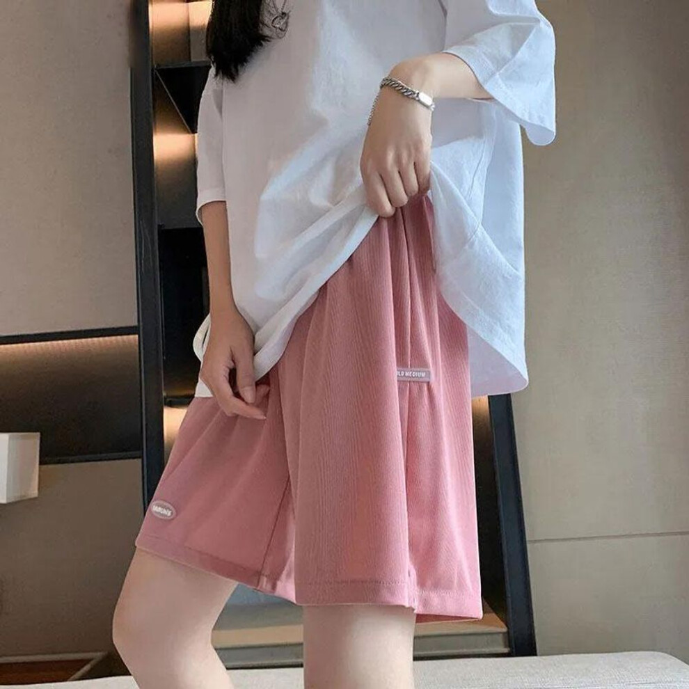 (pink, XL) Women&apos;s Ice Silk Sports Shorts Summer Thin Section Plus Size High Waist Wide Legs Loose And Thin Girl Five Points Casual Pants Fitness Short