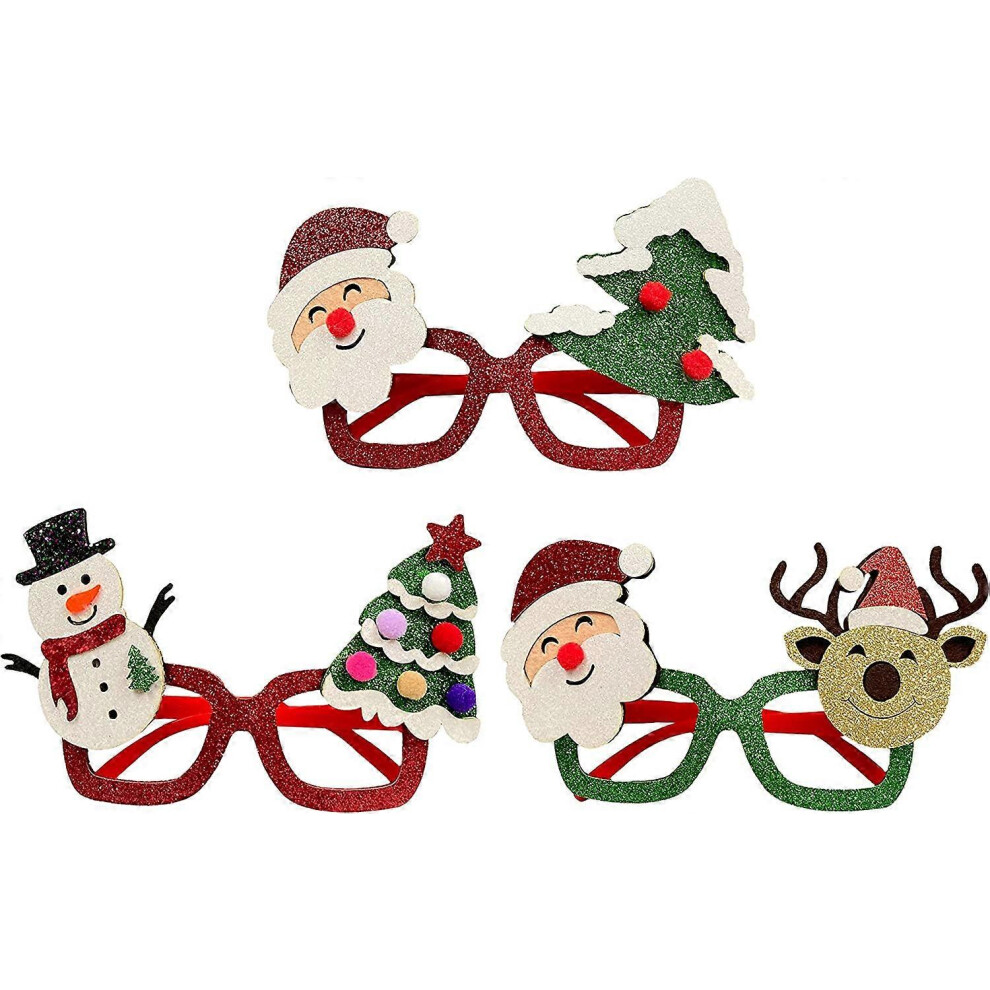 Lot de 3 verres de Noël Verres de Noël Verres de fête en plastique pailleté Cadeau de Noël