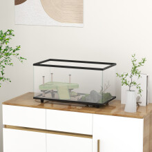 PawHut Turtle Tank 50L Glass Turtle Aquarium w/ Easy Drainage, 60 x 30 x 32cm