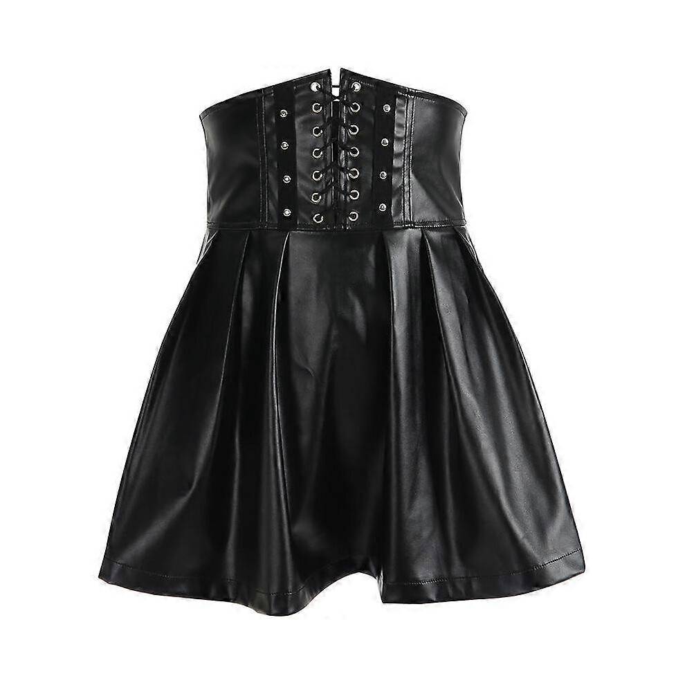 (S) Women's PU Mini Skirts A-line Flare Gothic Skirts