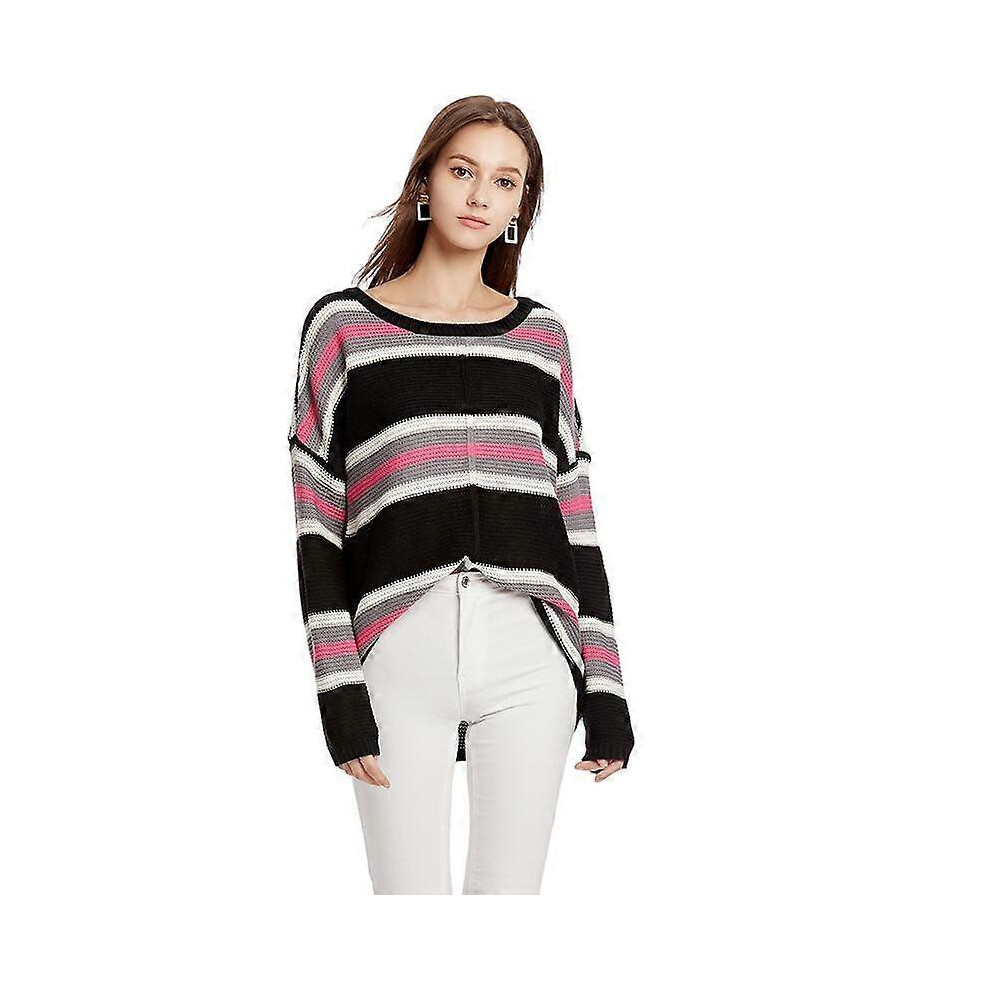 (S, Black) Womens Pullover Sweaters Knit V Neck Long Sleeve Fall Jumper Tops