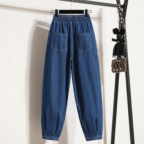 (blue, XL) Dimanaf 2024 Plus Size Summer. Women Jeans Harem Pants Loose Casual Female Trousers Oversize Blue Pants 5xl A