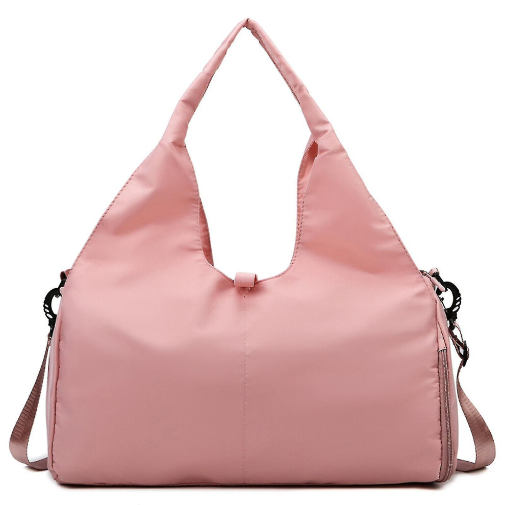(Pink) Sports Bag Large Travel Bag With Shoe Compartment And Wet Pocket, Waterproof Foldable Gym Bag, Training Bag