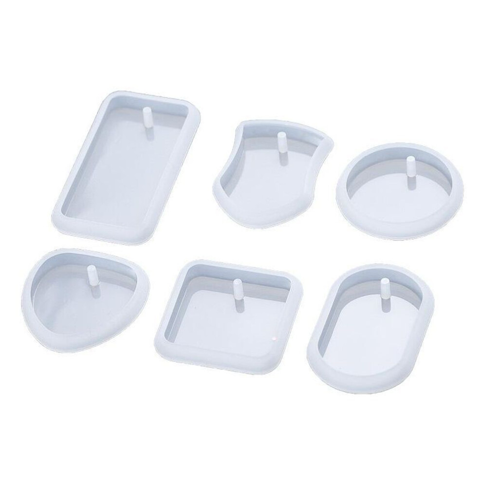 (6pcs/set) 6pcs Diy Keychain Pendant Silicone Mold Set Crystal Epoxy Resin Mold Round Rectangle Pendants Jewelry Making Casting Mould