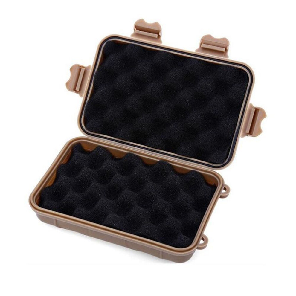 (Mud color) 1Pc 165x105mm Outdoor Plastic Waterproof Sealed Survival Box Container Camping Outdoor Travel Storage Box