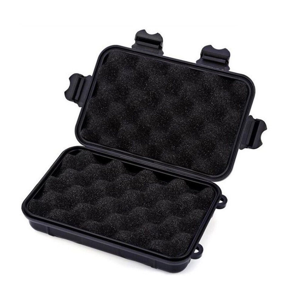 (Black) 1Pc 165x105mm Outdoor Plastic Waterproof Sealed Survival Box Container Camping Outdoor Travel Storage Box