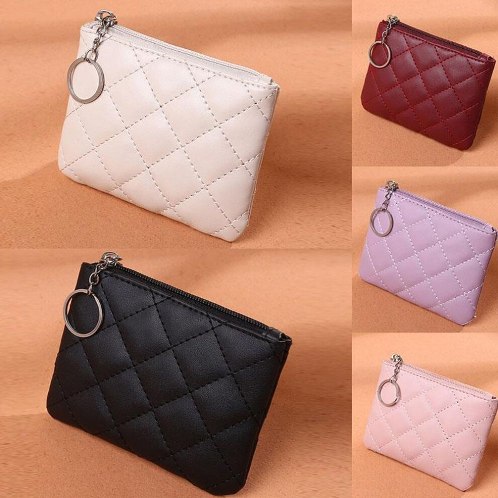 (black, 1PC) Women Pu Leather Zip Coin Wallet Key Chain Fashion Small Purse Money Short Change Pouch Coin Purse