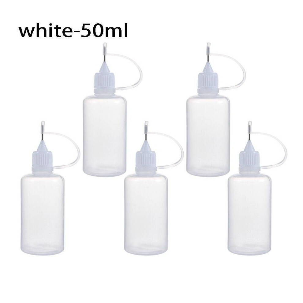 (white, 50ml) 5pcs/set 5/10/20/30/50/100ml Needle Tip Glue Applicator Bottle For Paper Quilling Diy Scrapbooking Paper Craft Tool