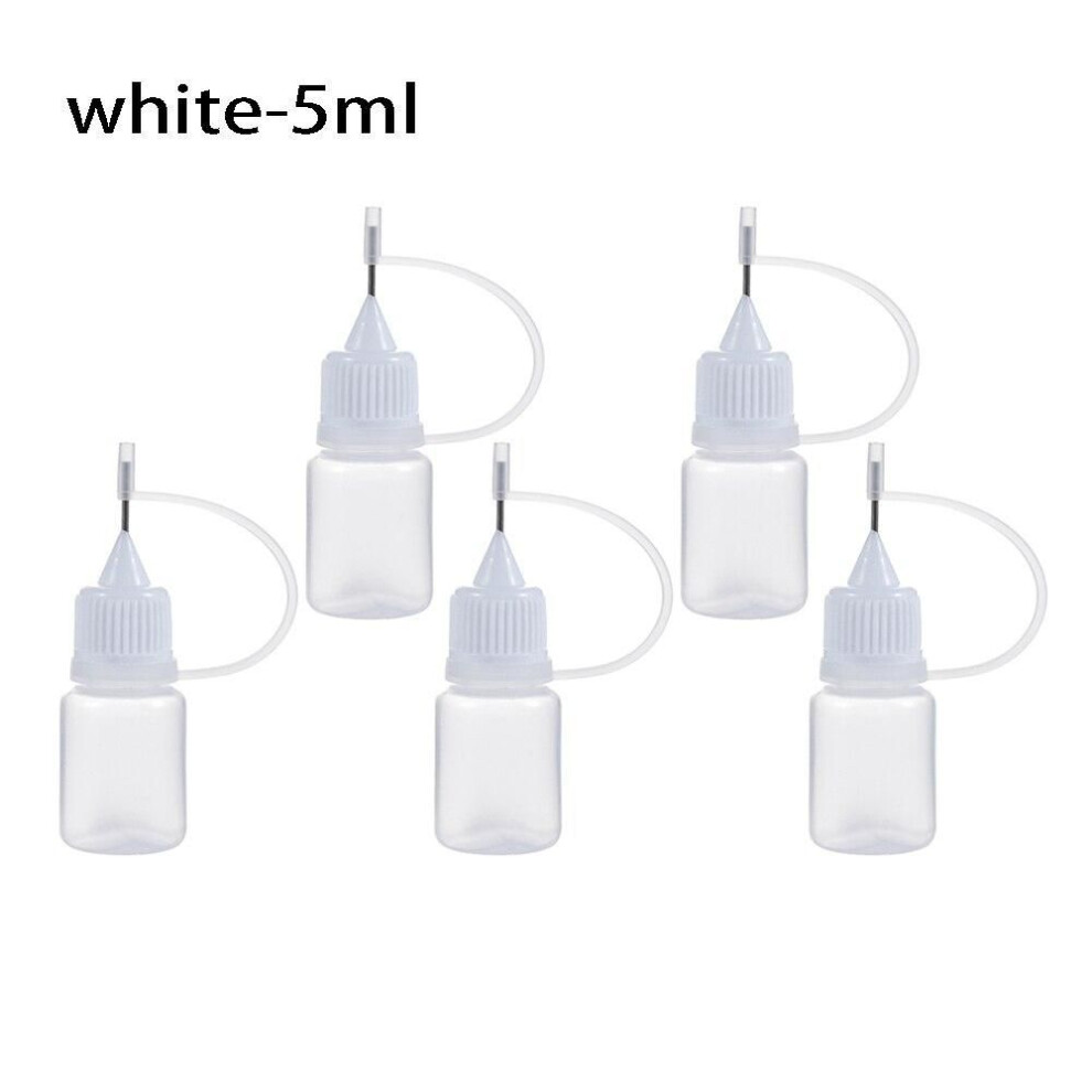 (white, 5ml) 5pcs/set 5/10/20/30/50/100ml Needle Tip Glue Applicator Bottle For Paper Quilling Diy Scrapbooking Paper Craft Tool