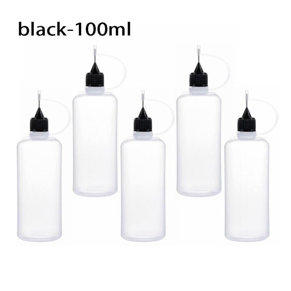 (black, 100ML) 5pcs/set 5/10/20/30/50/100ML Needle Tip Glue Applicator Bottle for Paper Quilling DIY Scrapbooking Paper Craft Tool