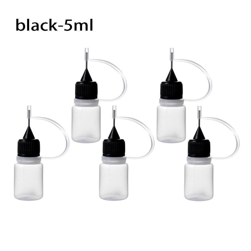 (black, 5ml) 5pcs/set 5/10/20/30/50/100ml Needle Tip Glue Applicator Bottle For Paper Quilling Diy Scrapbooking Paper Craft Tool