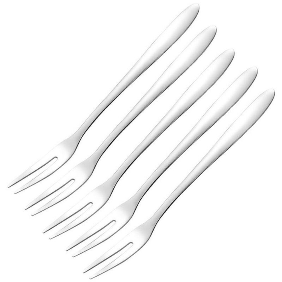 (silver) 5 Pcs Fruit Fork Luxury Stainless Steel Gold Cake Dessert Forks Lovely Mini Fork Used For Cake In Party Snail Fork Restaurant
