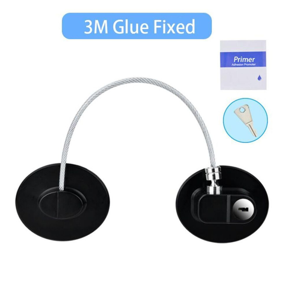 (black, ellipse) Child Safety Lock Cabinet Refrigerator Door Lock Stainless Steel Cable Protection Children Baby Home Window Lock Strong Fixation