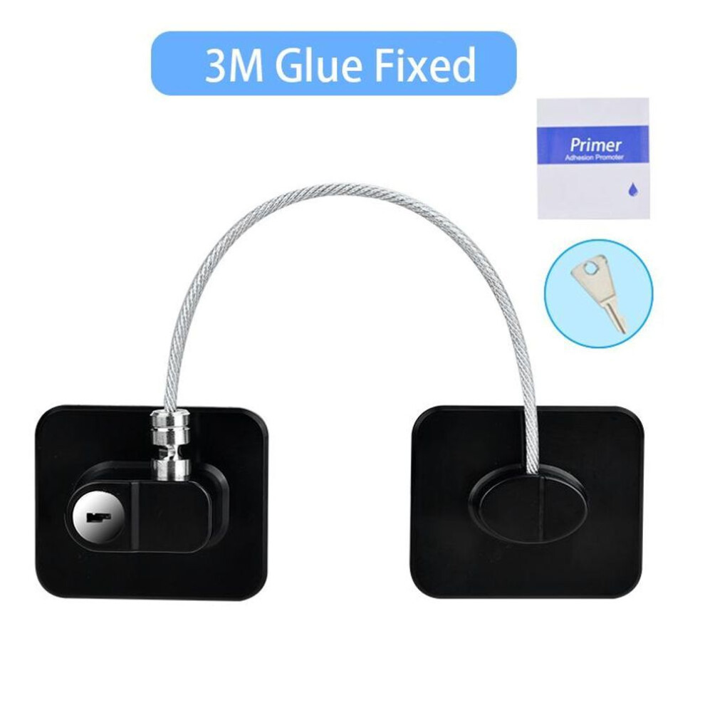 (black, square) Child Safety Lock Cabinet Refrigerator Door Lock Stainless Steel Cable Protection Children Baby Home Window Lock Strong Fixation