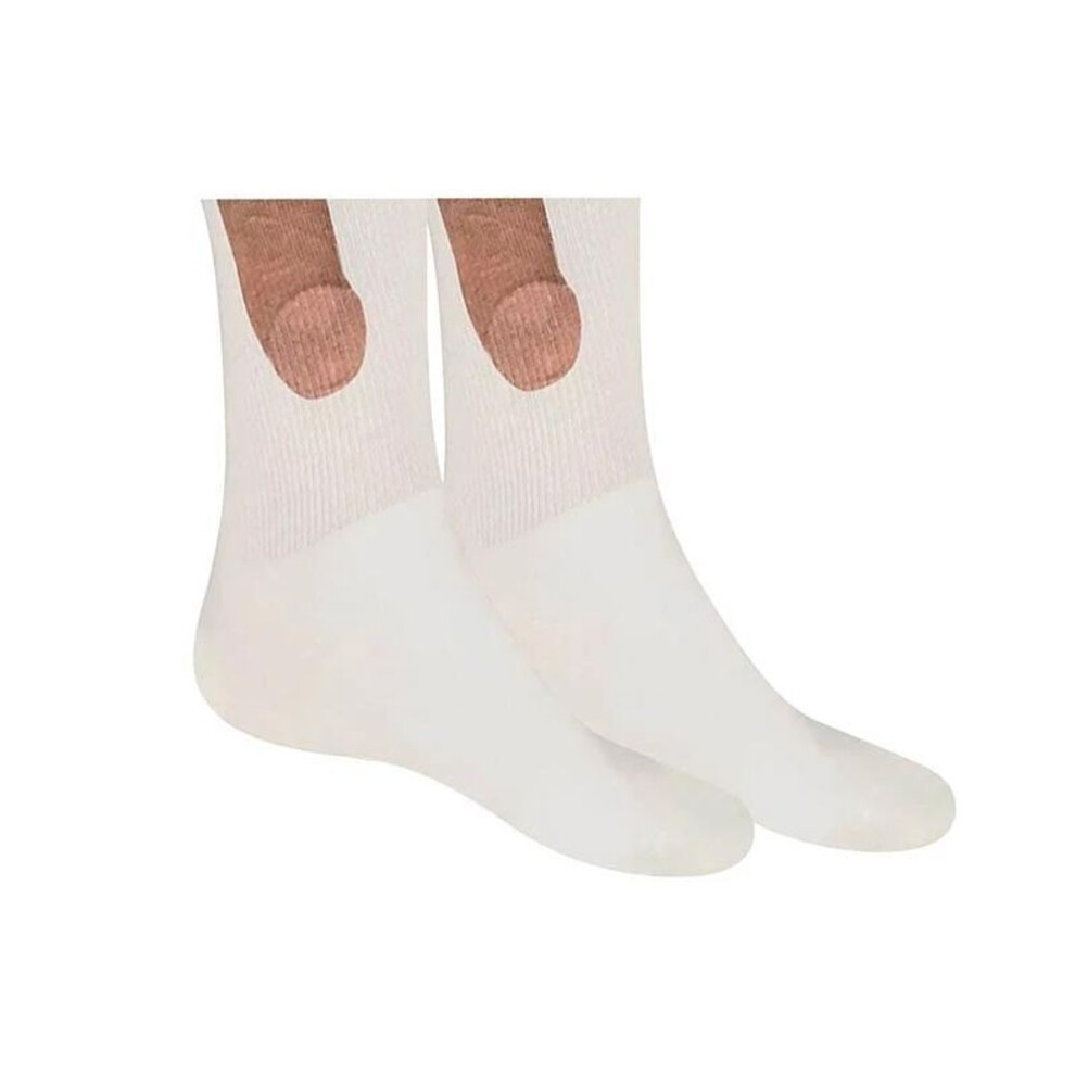 (white) Novelty Funny Show Off Penis Socks for Men Funny Prank Socks Black White Breathable Cotton Sport Long Socks Christmas Gift