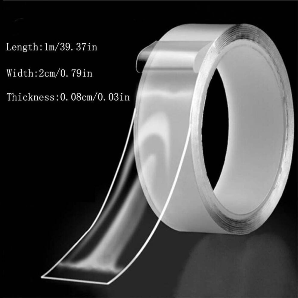 (as the picture, 1Metre) 1/3/5M Double-sided Tape Transparent Nano Tape Reusable Washable Waterproof Tape Self Adhesive Tape Kitchen Bathroom Supplies Tapes