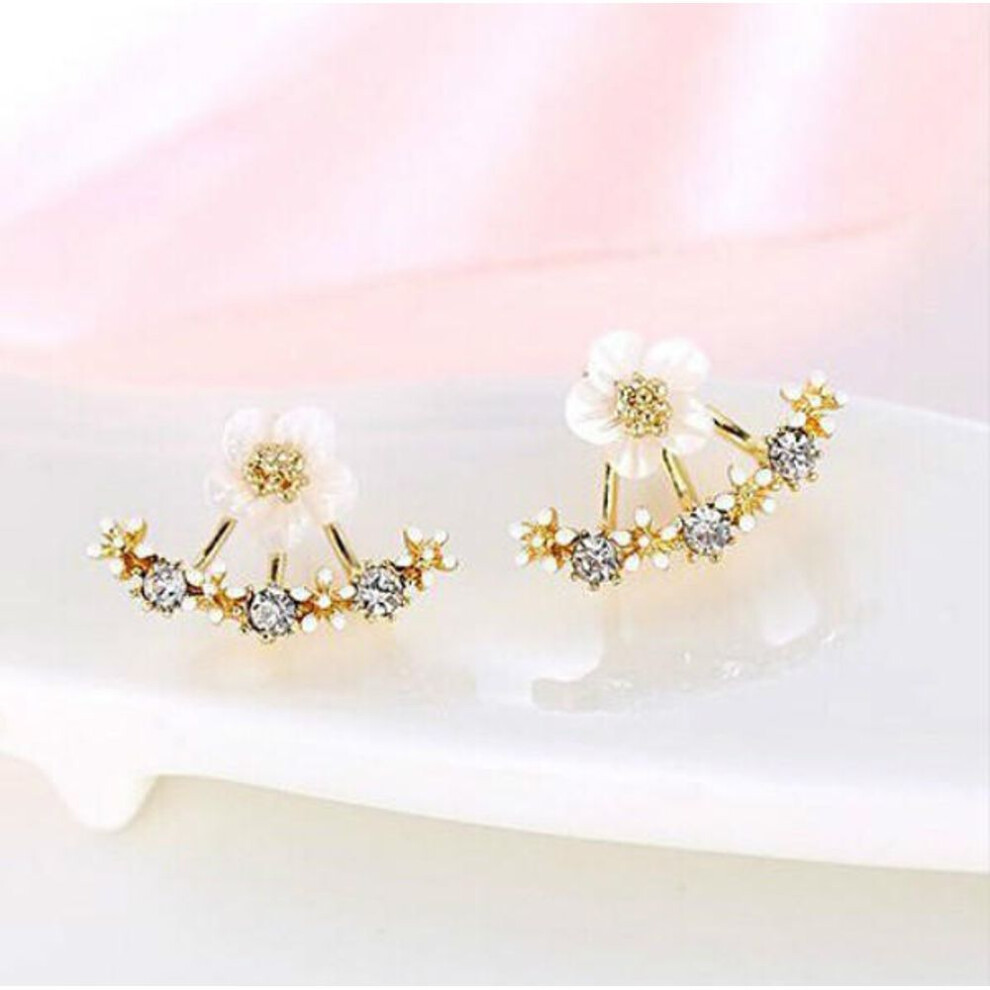 (gold) Crystal Stud Earrings Boucle Femme Fashion Flower Earrings for Women Gold Bijoux Jewelry Mujer