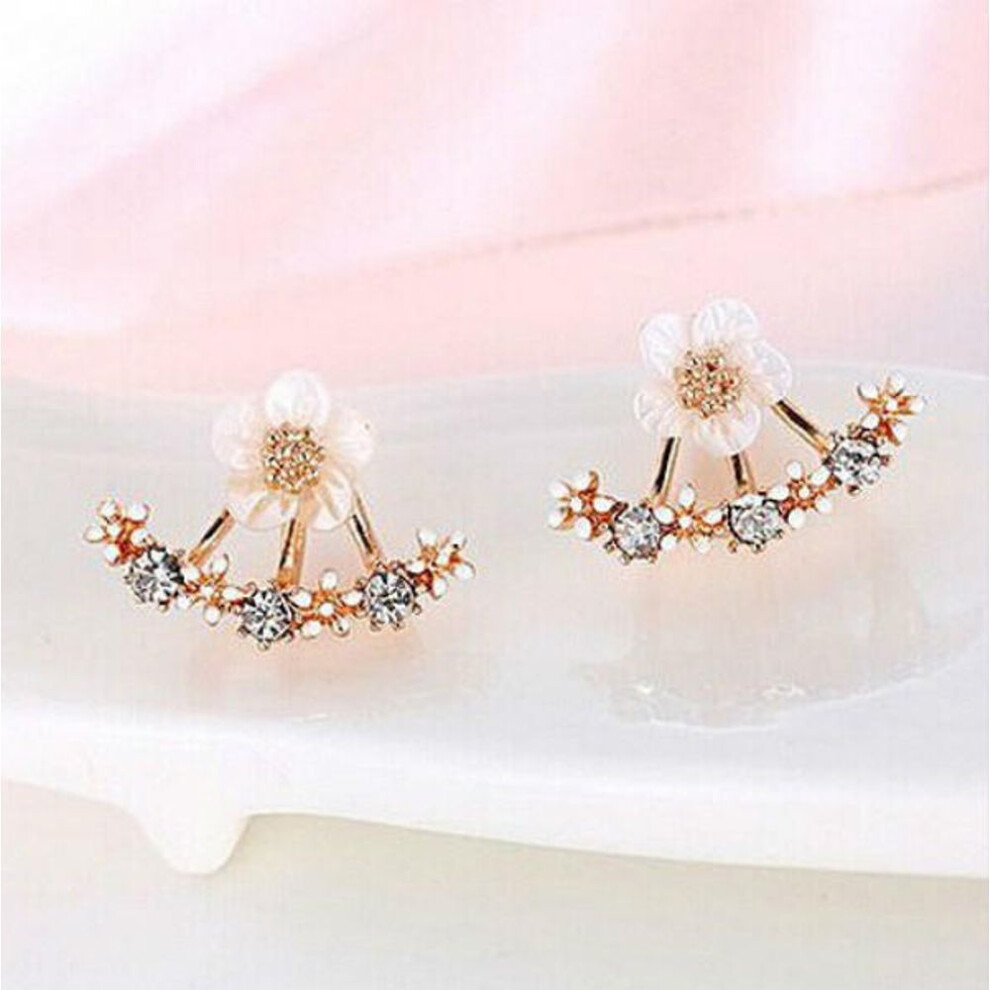 (rose gold) Crystal Stud Earrings Boucle Femme Fashion Flower Earrings for Women Gold Bijoux Jewelry Mujer