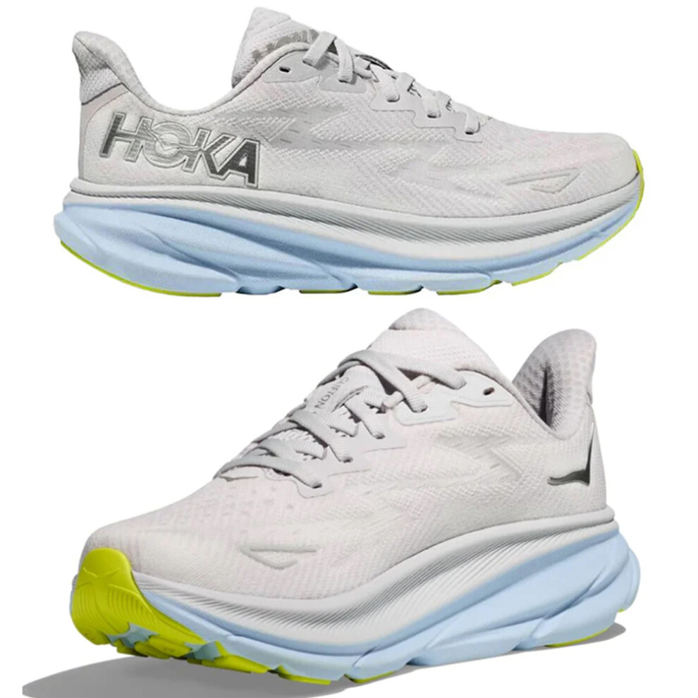 (Sliver, UK6.5/EU40) HOKA ONE ONE Clitfon 9 Women Trainers Wear-resistant Platform Running Shoes Jogger Sport Sneakers