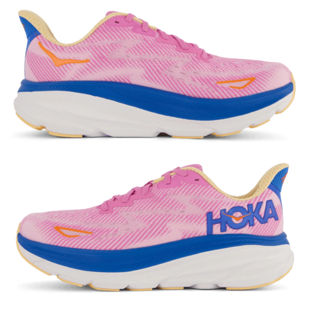 (Pink & Blue, UK7/EU40.5) HOKA ONE ONE Clitfon 9 Women Trainers Wear-resistant Platform Running Shoes Jogger Sport Sneakers