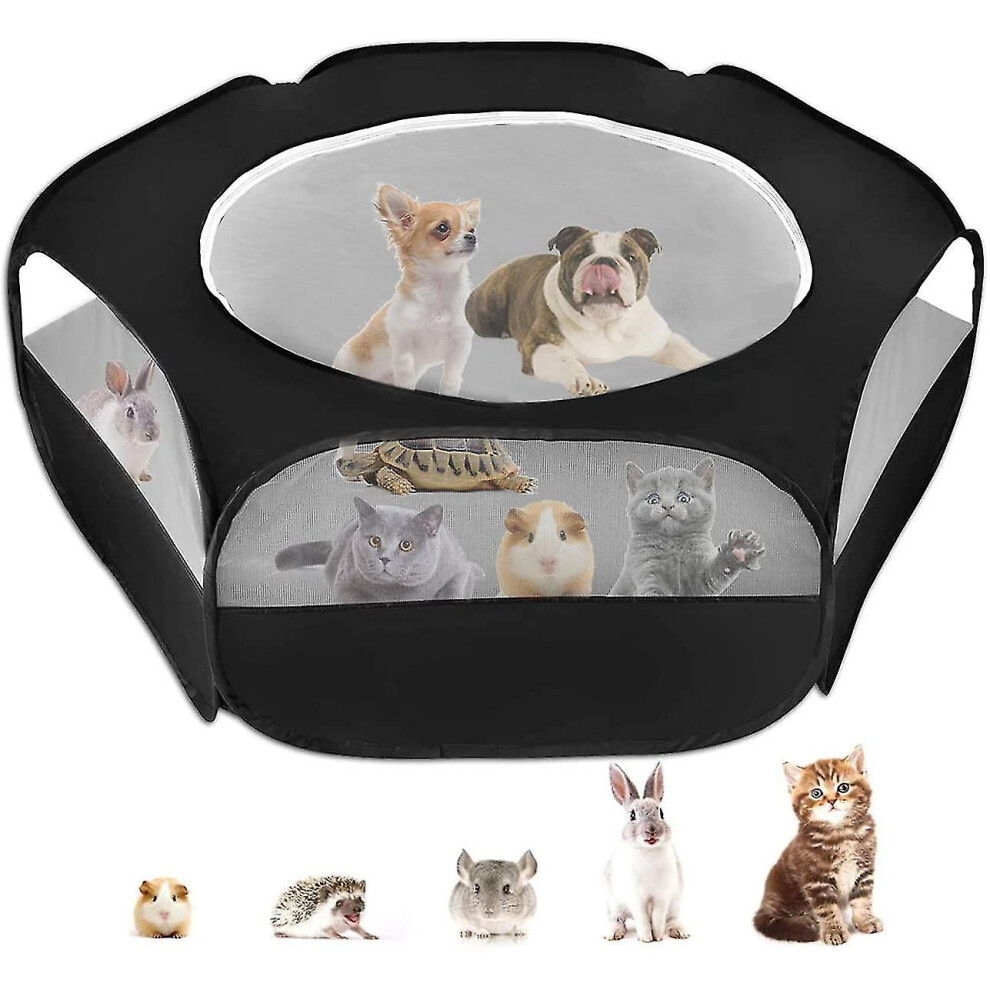 Animal Small Cage Playpen, with Top Cover Anti Escape Foldable Fence
