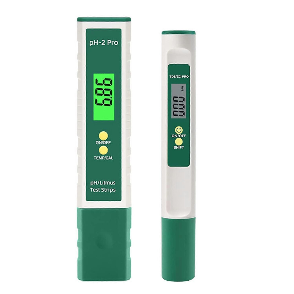 Ph Meter Tds Meter High Accuracy Water Quality Tester Digital Water Quality Test Meter For Hydroponics Drinking Water (Green) (2Pcs) Green