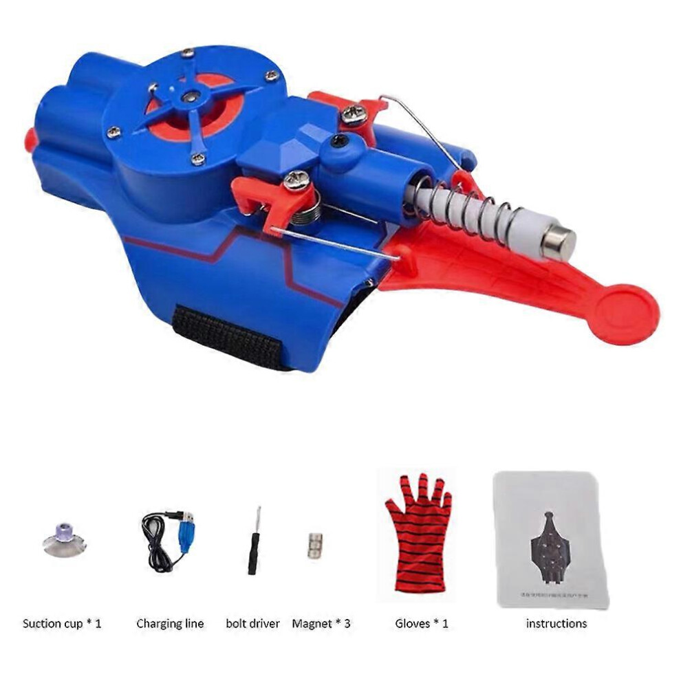 (Blue) Spider Web Shooters That Actually Shoot, Real Rope Launcher Wrist Toy, Kids Men Cool Spider Web Role Playing Toy Gadgets