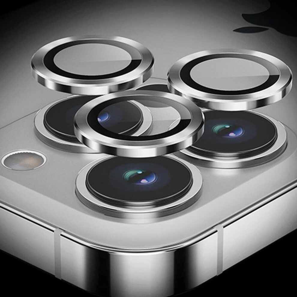 (silver, iPhone 16) Camera Protector Aluminum Alloy Tempered Glass Lens Accessories Protective Film For iPhone 16 15 Pro 14 13 12 11 Pro Max