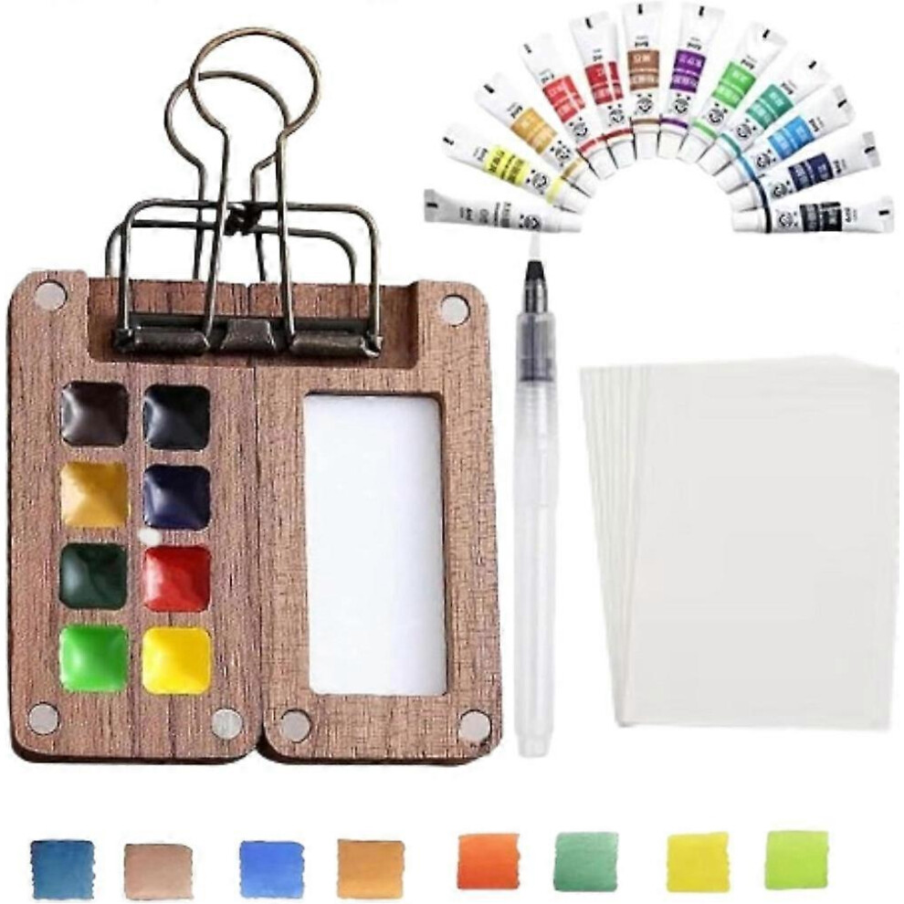 Solysta Travel Portable Paint Palette, Mini Watercolor Palette Set