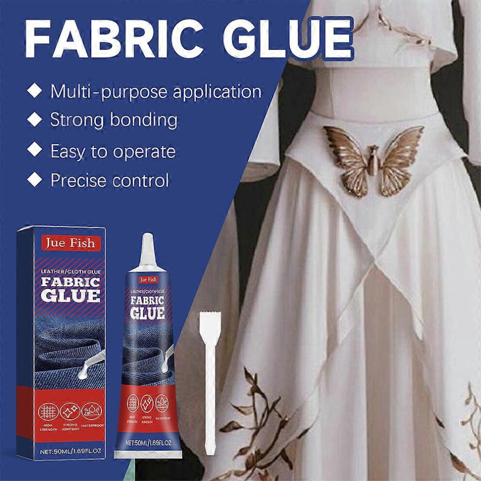 50ml Fabric Glue for Patch, Clear Fabric Glue for Clothing Permanent Washable, Leather Glue for All Fabrics