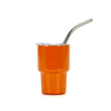(Orange) Mini Metal Tumbler Shot Glass, Double Wall Tumbler Shot Glasses Set, 2-3oz Shot Glass Tumbler Cup with Straw & Lid Gift