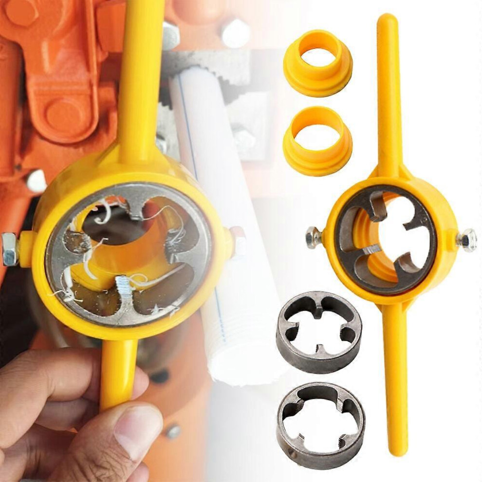 6Pcs Plastic Pipe Thread Die Kit, Water Pipe Die Plastic Pipe Die Tap Wrench Set, PVC Pipe Threader Plumbing Tool Kit