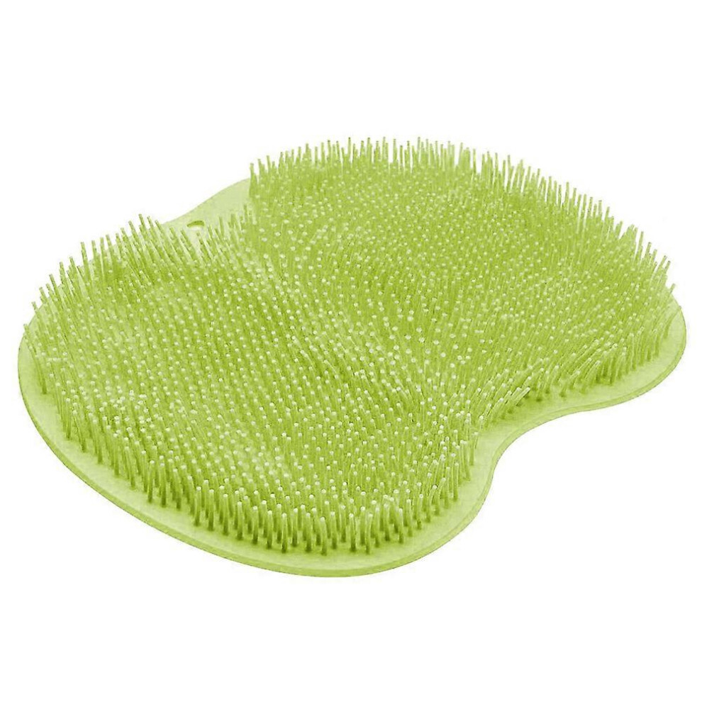 (Green) Shower Foot Scrubber Mat Back Washer Men Women Exfoliating Bath Wash Pad Wall Mounted Suction Cups Feet Cleaner Green