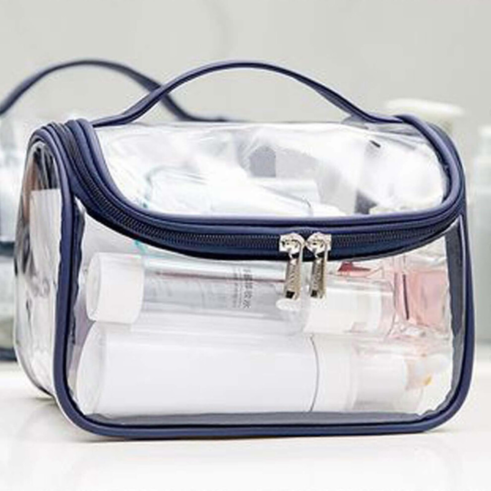 ( Blue) Transparent Toiletry Cosmetic Bag Makeup Travel Organizer For Travel Dark/Blue