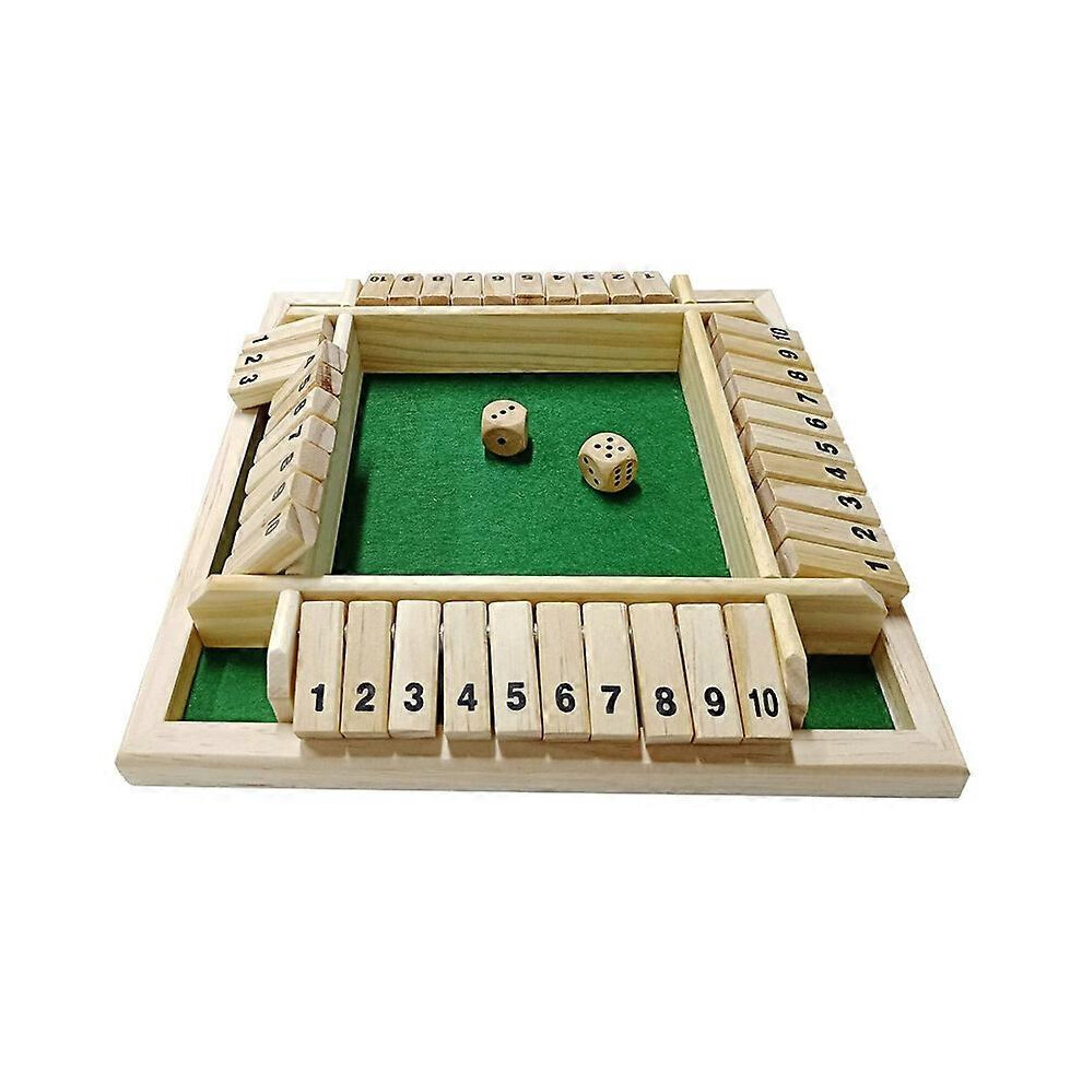 (Green) Shut The Box Dice Game, 2-4 Players Board Game For Adults, Classic Wooden Tabletop Game With Dices And Instruction Green