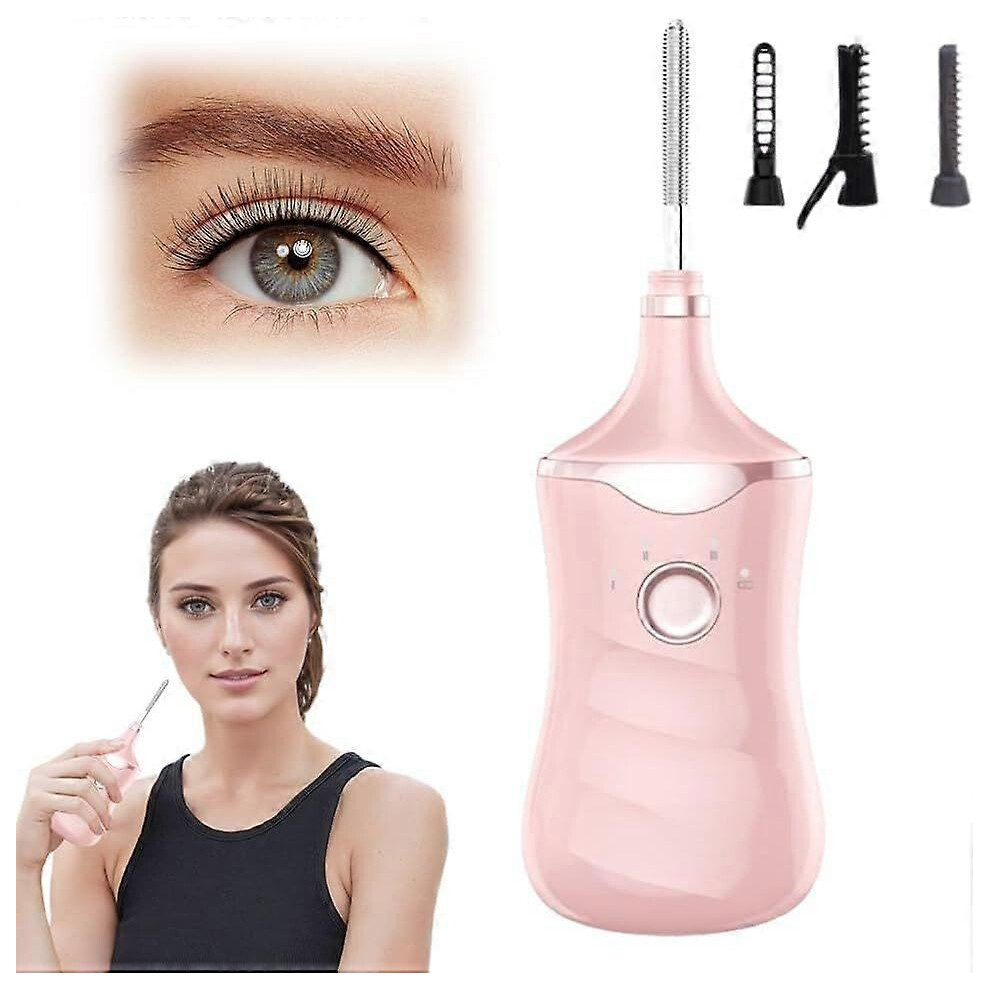 (Pink) Electric Heated Eyelash Curler Portable Rechargeable Long Lasting Beauty Makeup Tool For Women Pink